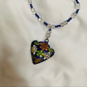 MFA beaded ornate heart necklace